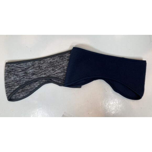 (2) Go Headbands W/Ponytail Hole Headbands 1 Solid Black - 1 Black & Gray NEW - Picture 3 of 4